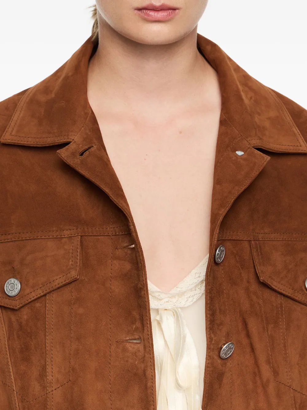 Bimba Y Lola Button-fastening Suede Jacket In Brown
