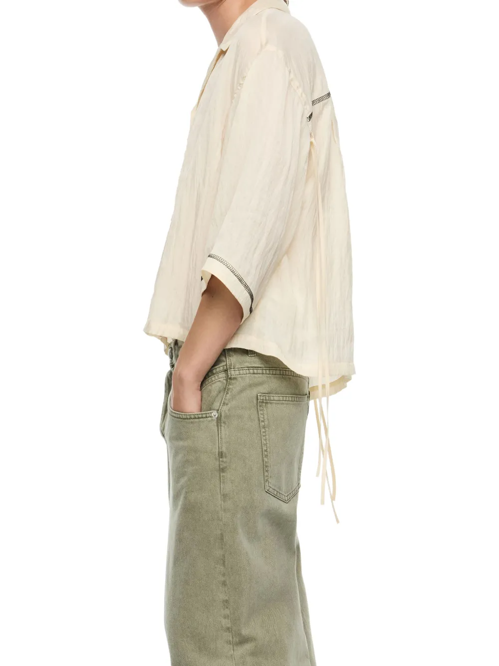 Bimba y Lola Blouse met trekkoord Beige