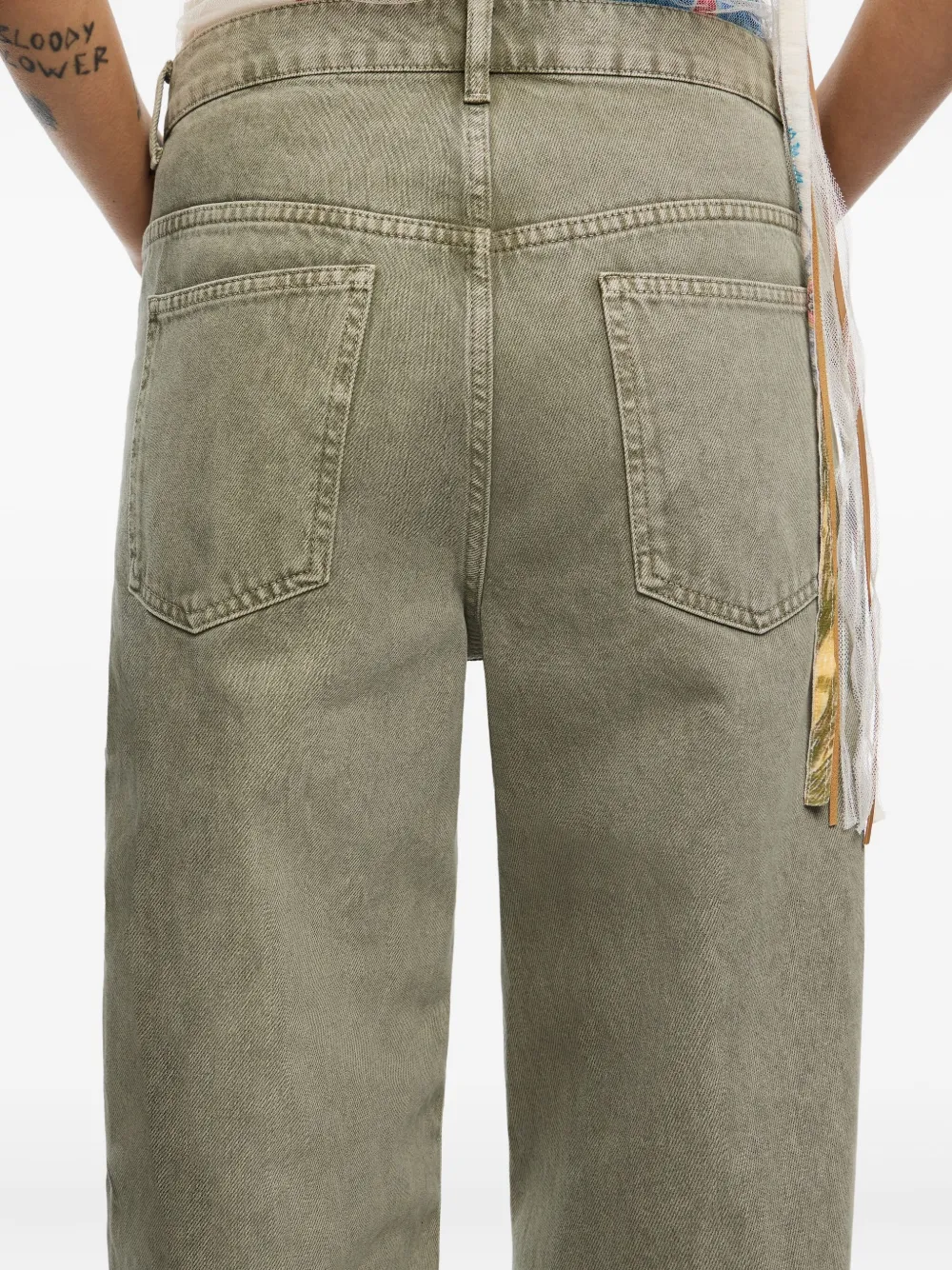 Bimba y Lola Jeans met wijde pijpen en zakdetail Groen