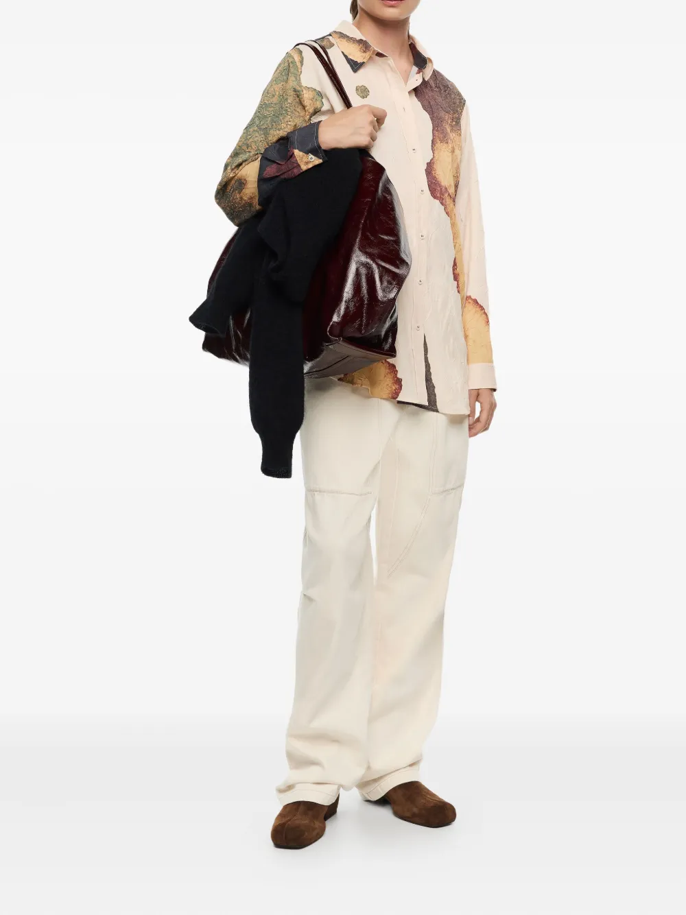 Bimba Y Lola Abstract-print Crinkled Shirt In Multi