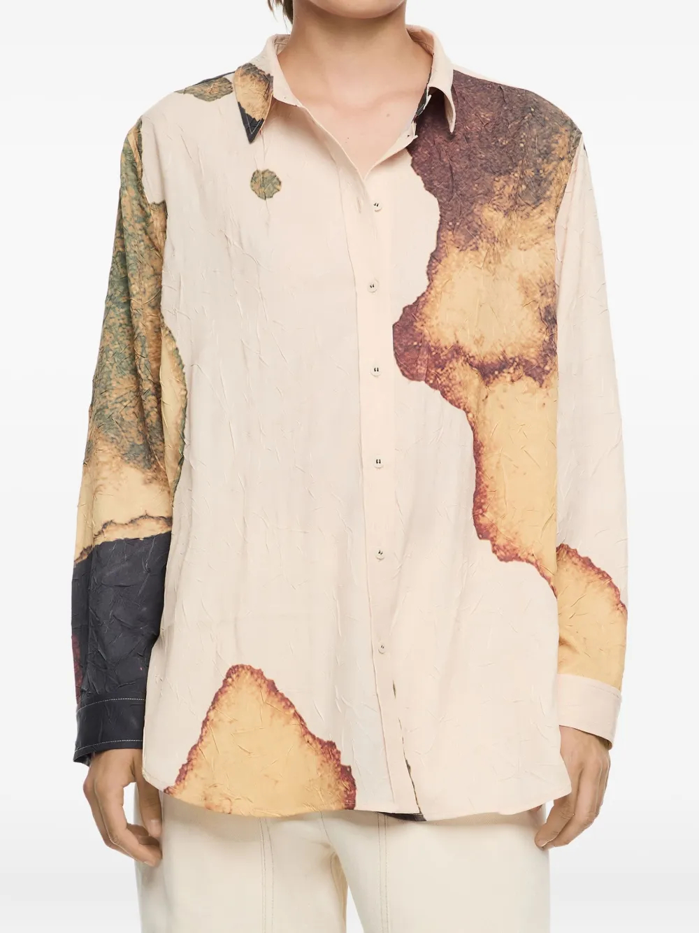 Bimba Y Lola Abstract-print Crinkled Shirt In Multi