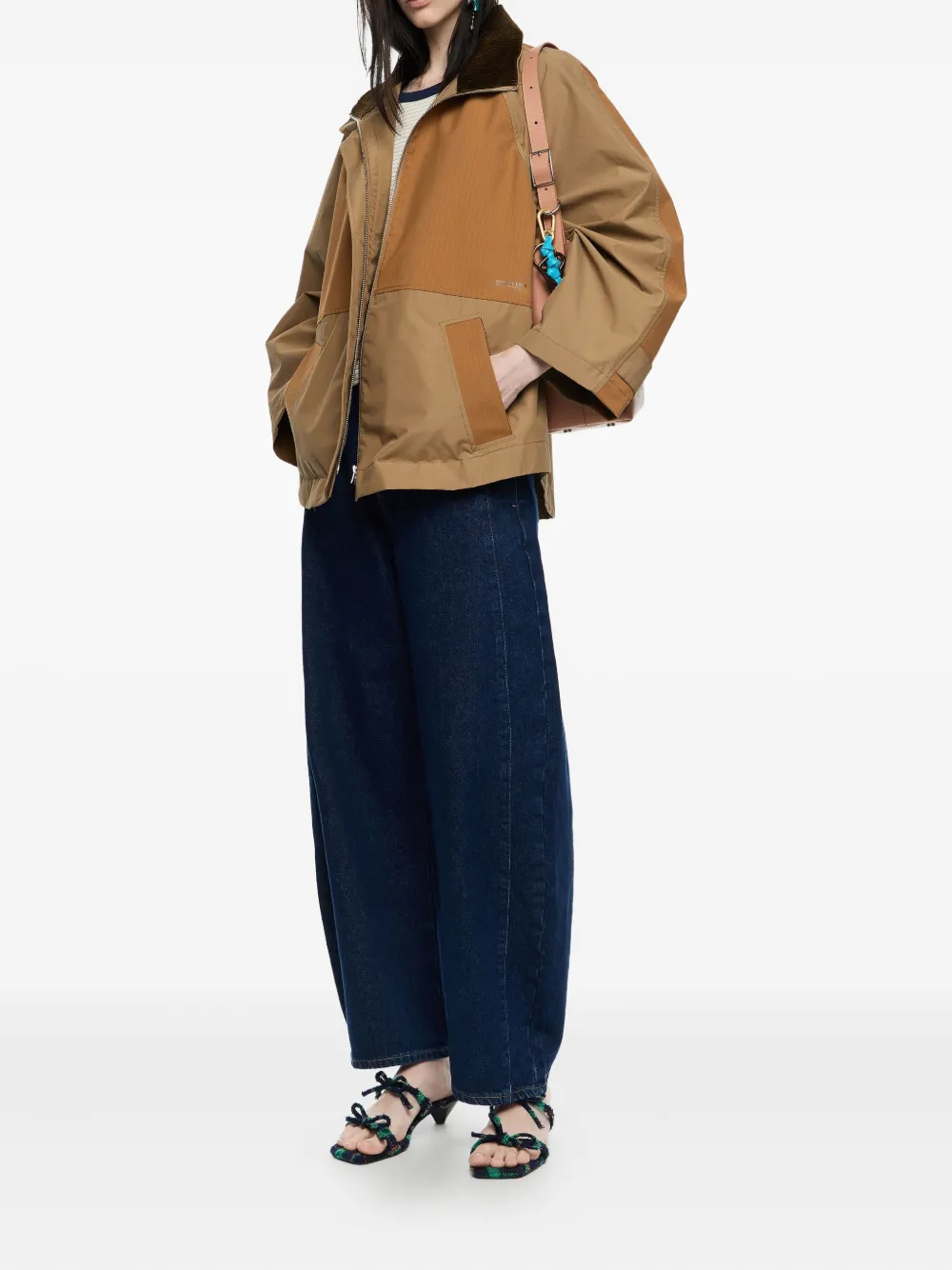 Bimba Y Lola Corduroy-collar Zip-up Jacket In Brown