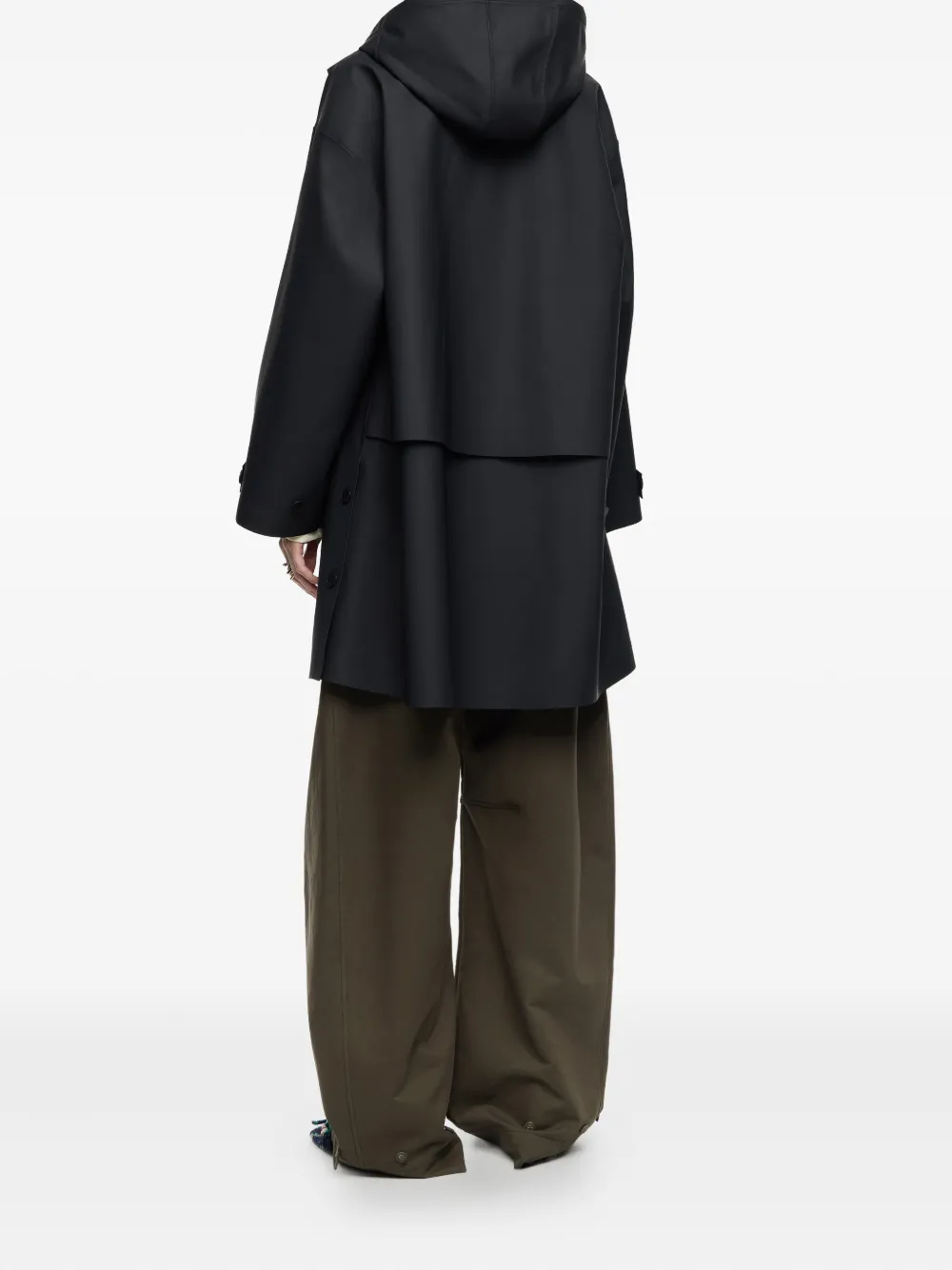 Bimba Y Lola Hooded Button-fastening Raincoat In Blue