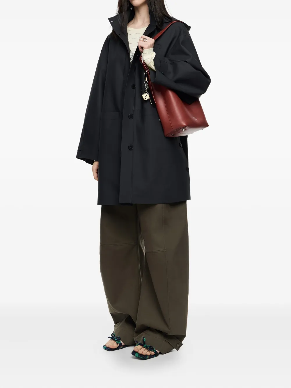 Bimba Y Lola Hooded Button-fastening Raincoat In Blue