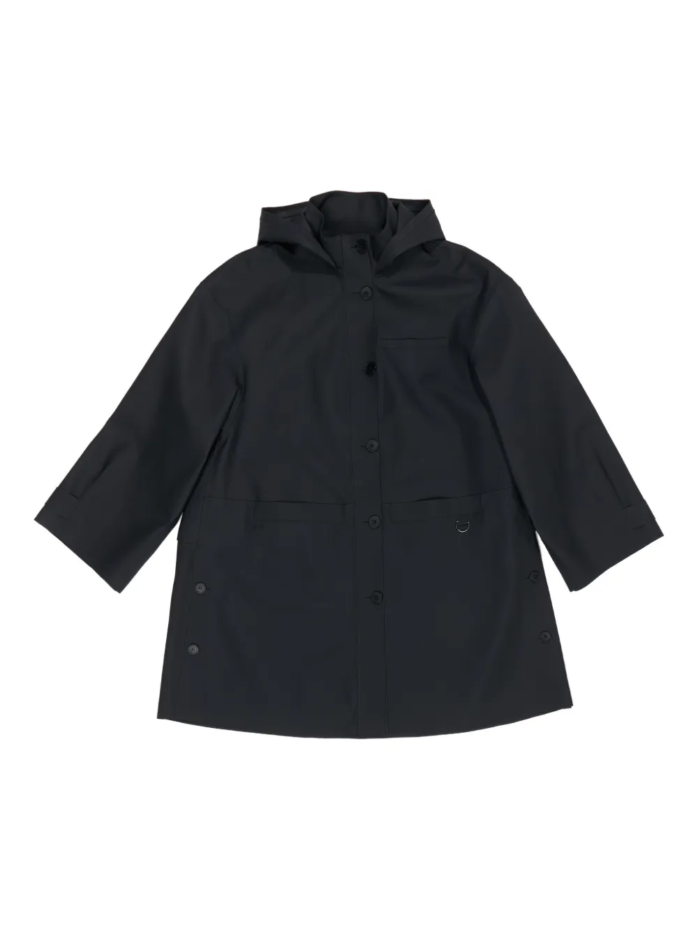 Bimba Y Lola Hooded Button-fastening Raincoat In Blue