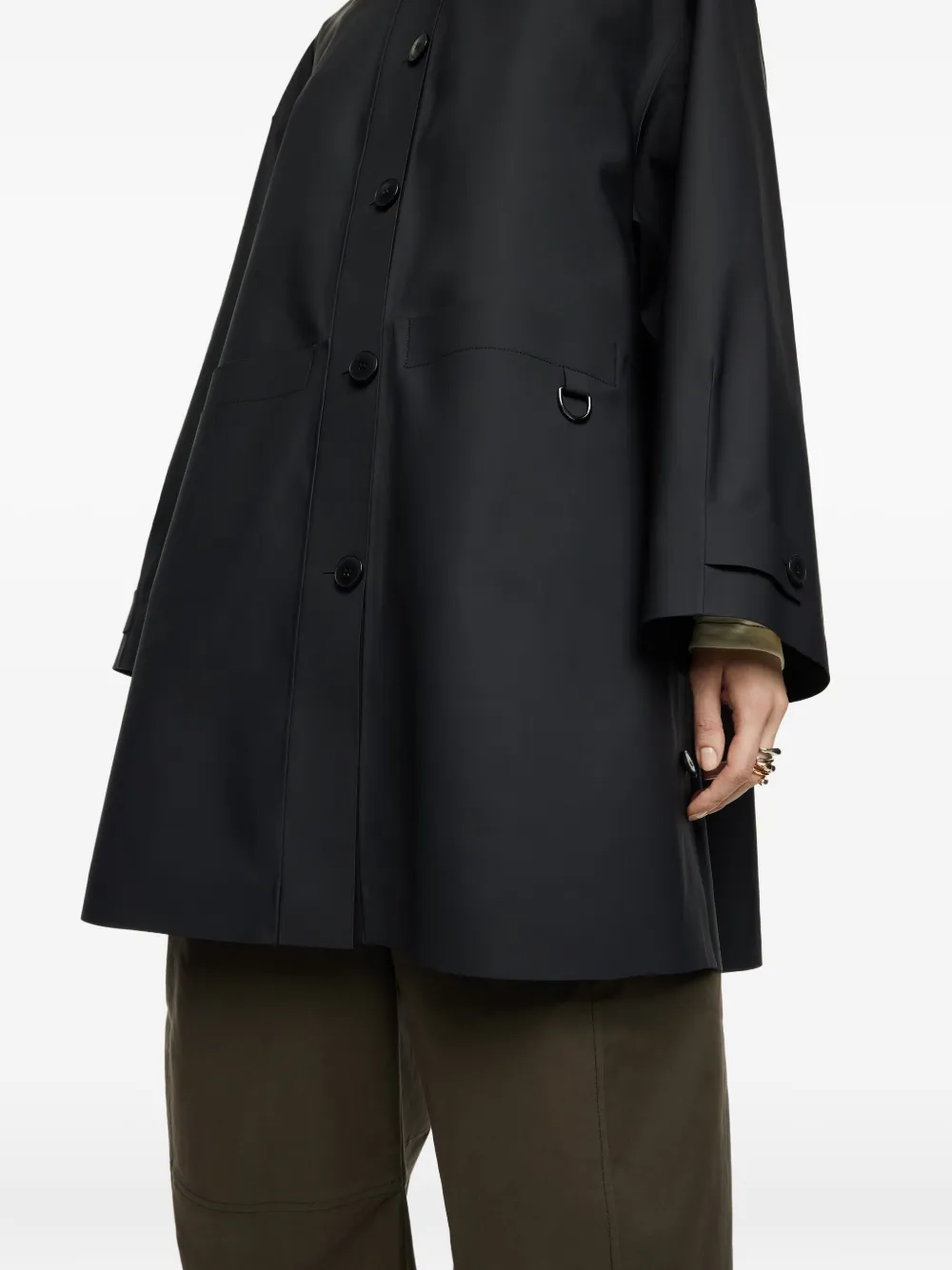 Bimba Y Lola Hooded Button-fastening Raincoat In Blue