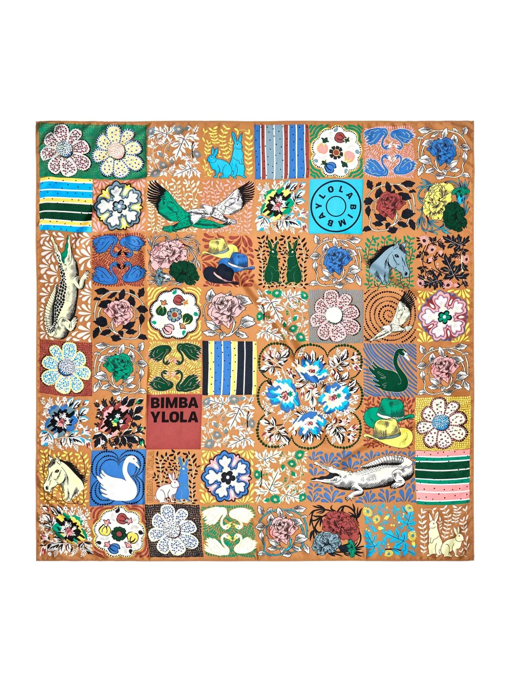 Bimba Y Lola Patchwork Animal Print Scarf In Multi