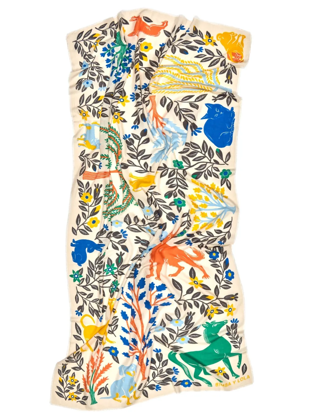 Bimba Y Lola Animal-print Floral Scarf In Multi