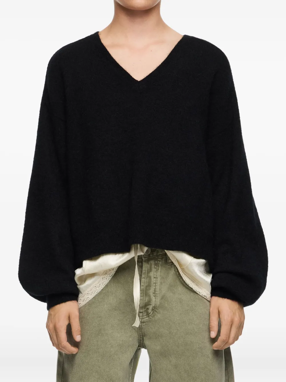 Bimba y Lola v-neck balloon-sleeve sweater | Knitted Sweaters | Image 2