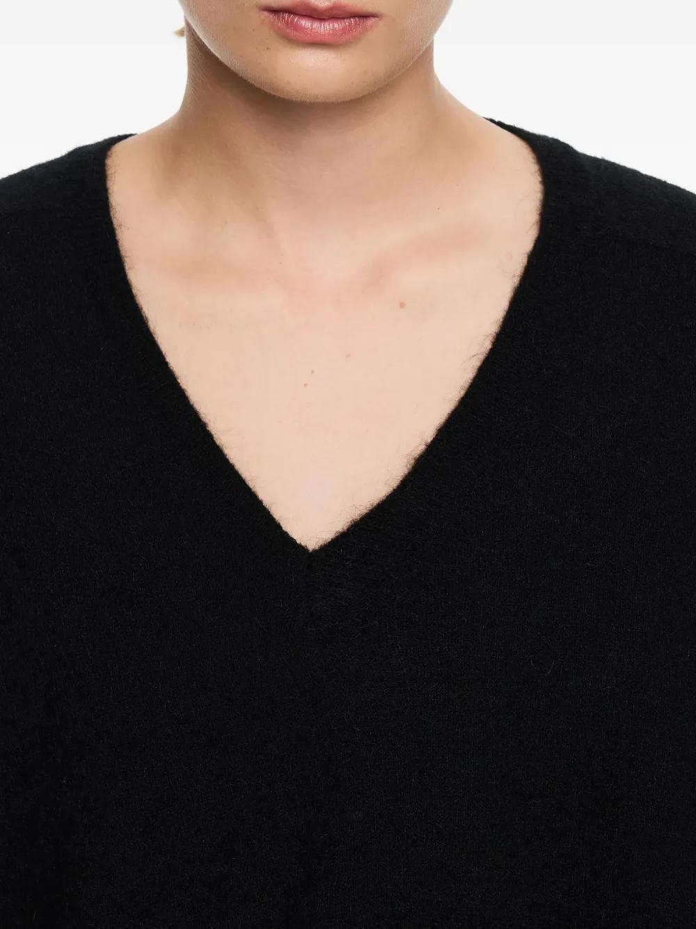 Bimba Y Lola V-neck Balloon-sleeve Sweater In Black