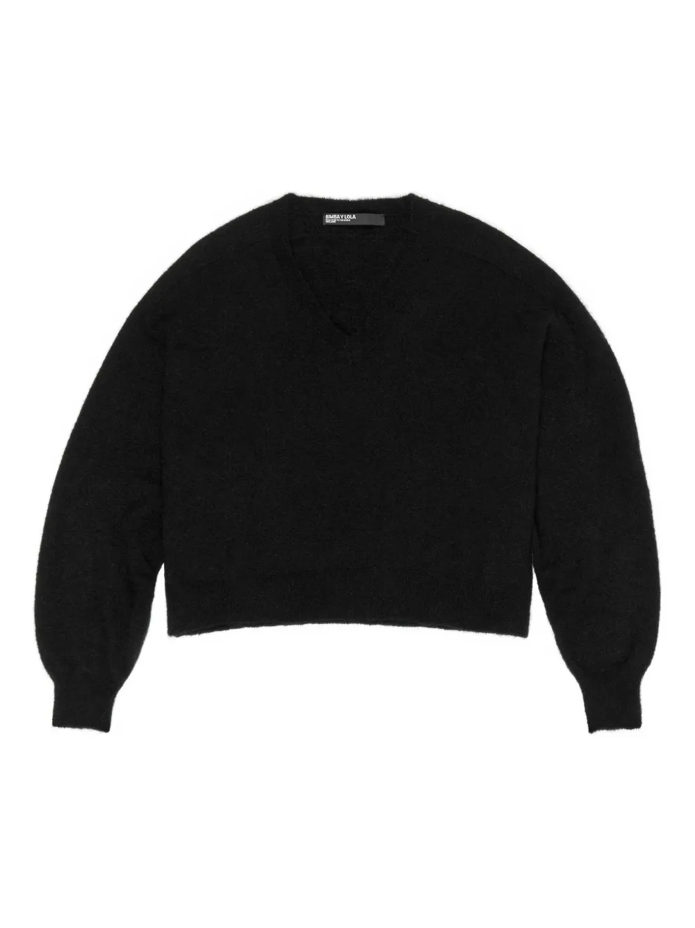 Bimba Y Lola V-neck Balloon-sleeve Sweater In Black
