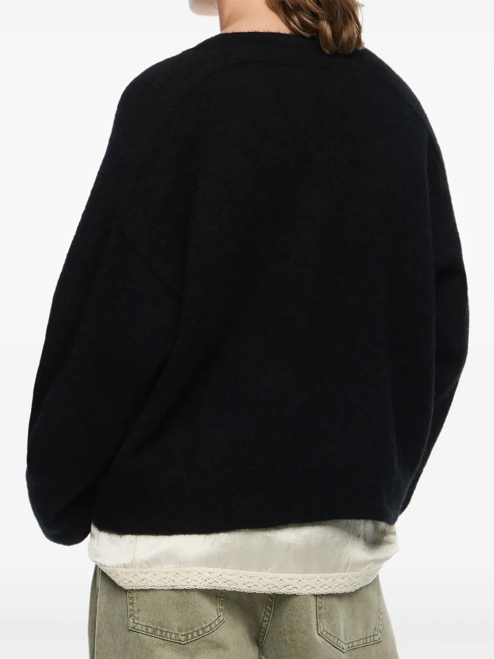 Bimba Y Lola V-neck Balloon-sleeve Sweater In Black