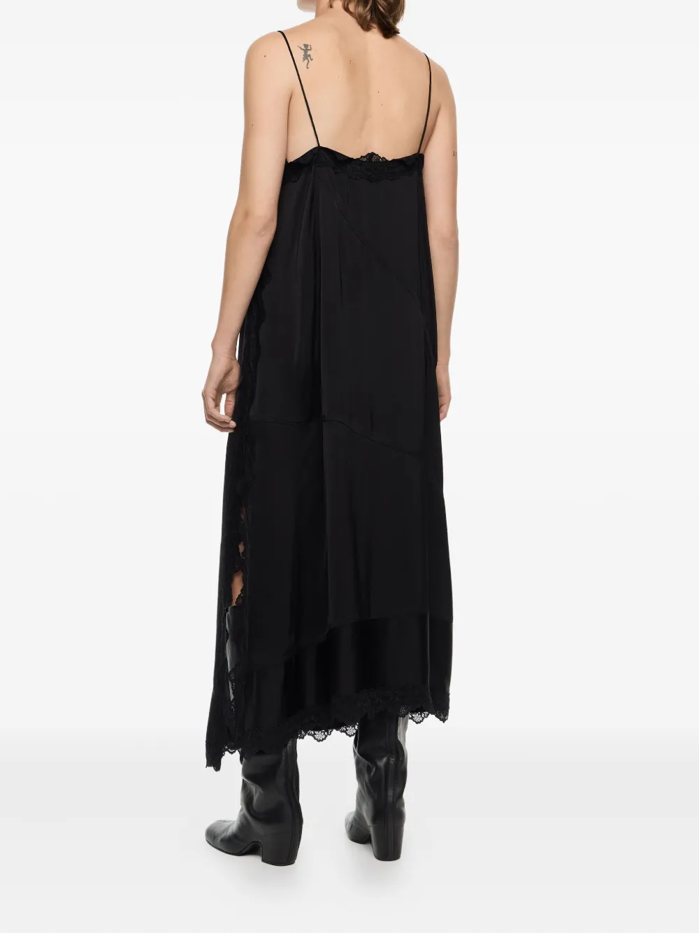 Bimba Y Lola Lace-trimmed Slip Midi Dress In Black