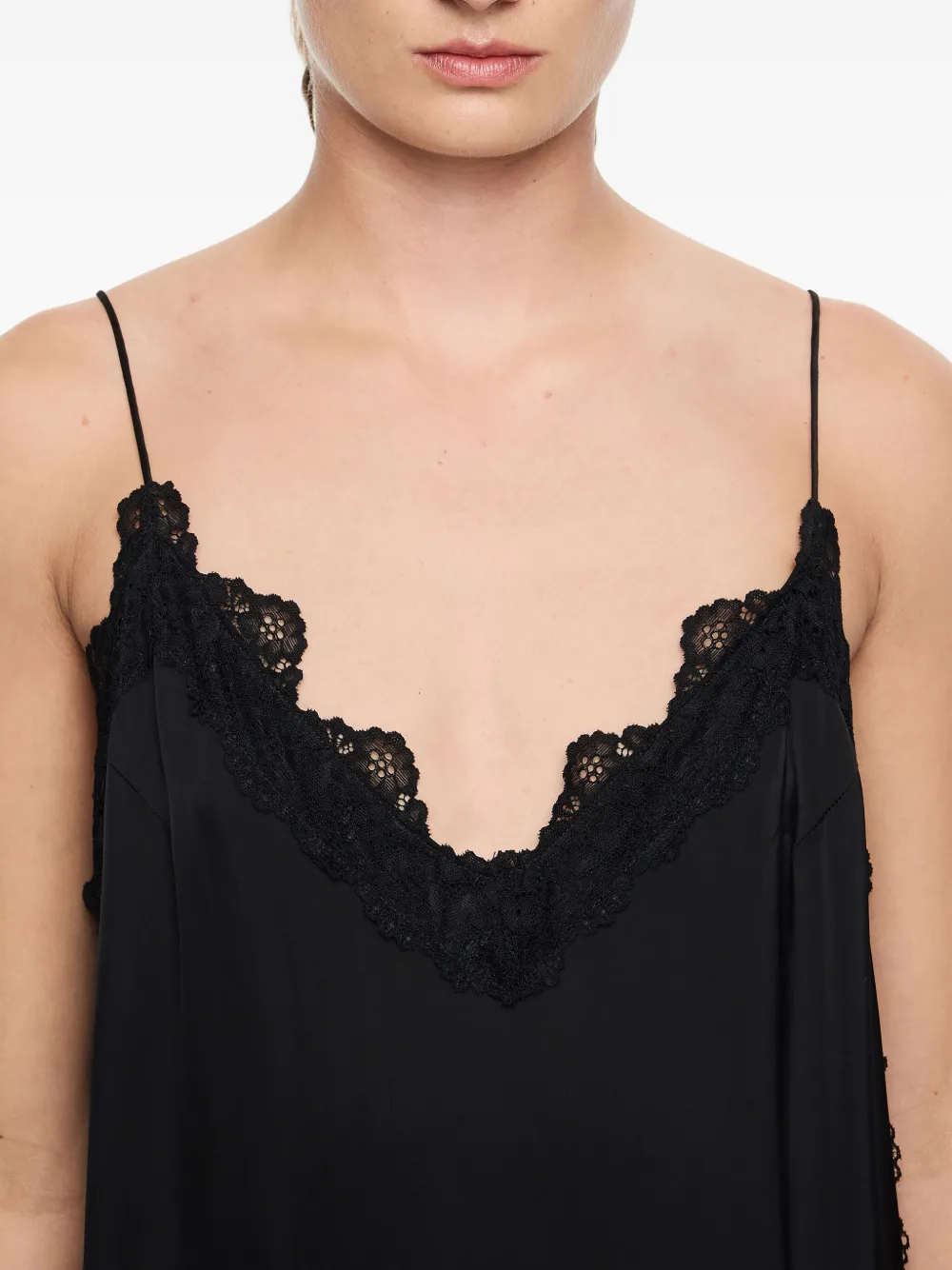 Bimba Y Lola Lace-trimmed Slip Midi Dress In Black