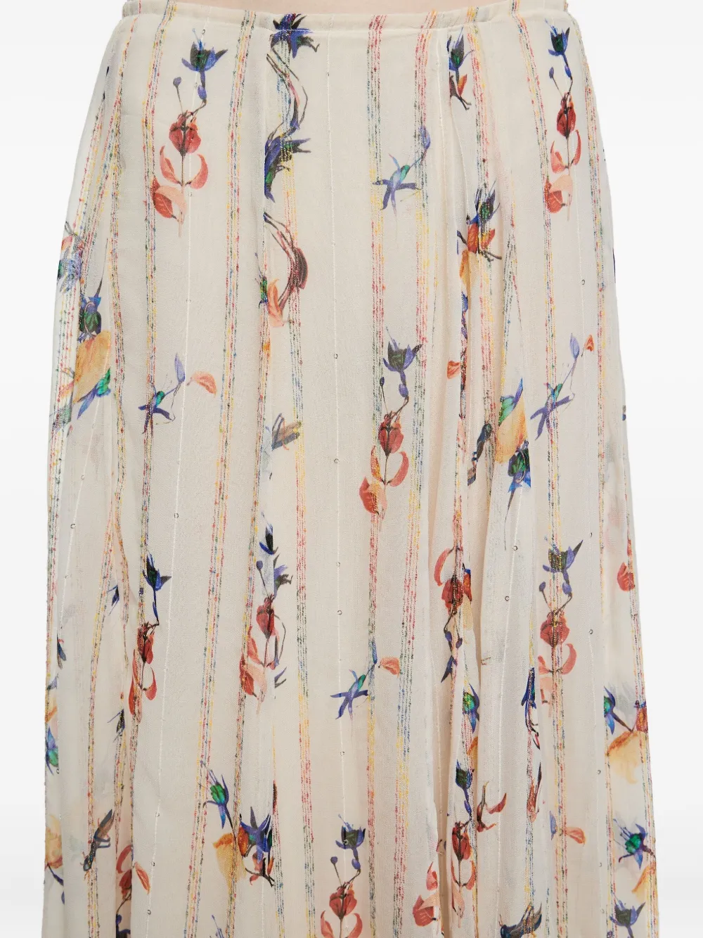 Bimba Y Lola Pleated Floral-print Skirt In Multi