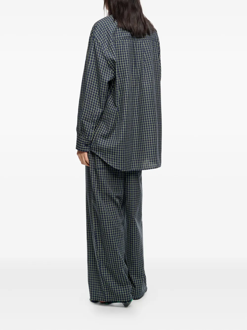 Bimba Y Lola Gingham-check Straight Trousers In Blue