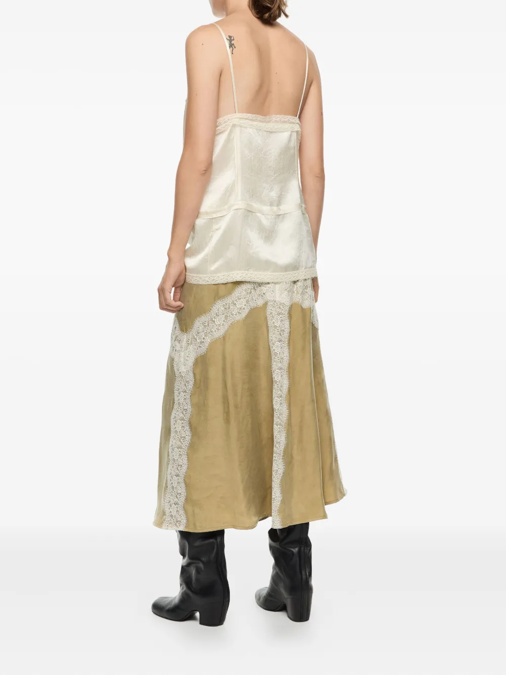 Bimba y Lola Midi-rok met afwerking van kant Groen