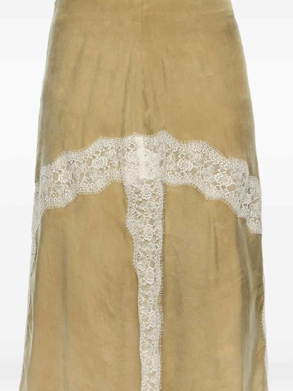 Bimba y Lola Midi-rok met afwerking van kant Groen