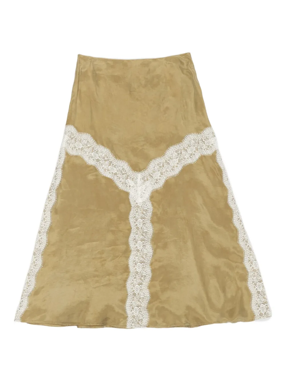 Bimba Y Lola Lace-trimmed Midi Skirt In Green