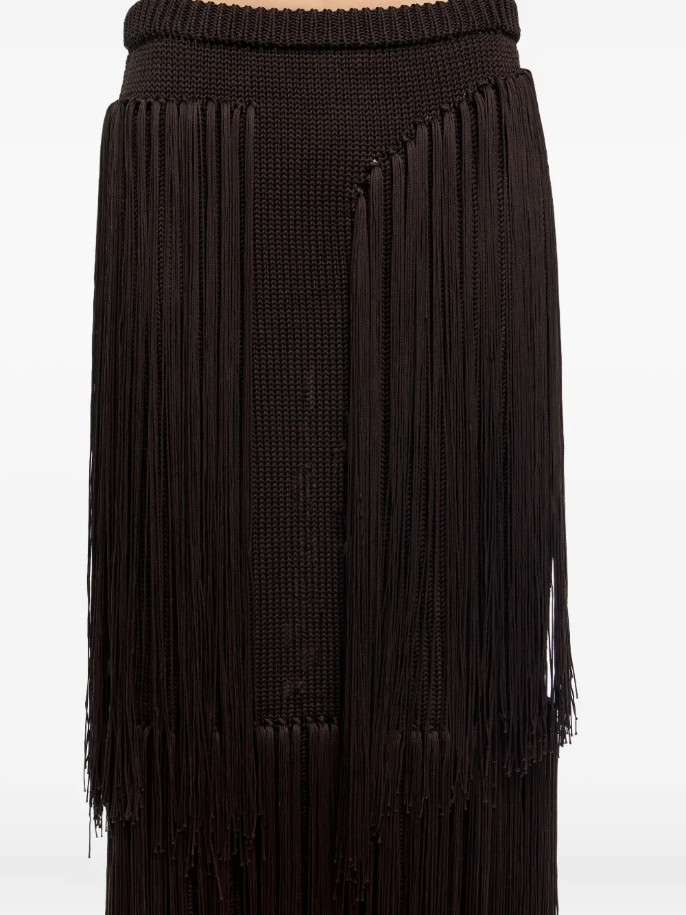 Bimba Y Lola Fringe Layered Skirt In Brown