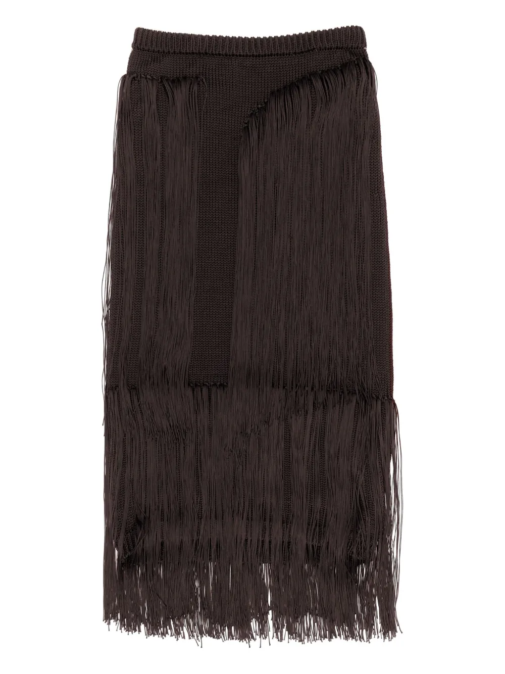 Bimba Y Lola Fringe Layered Skirt In Brown