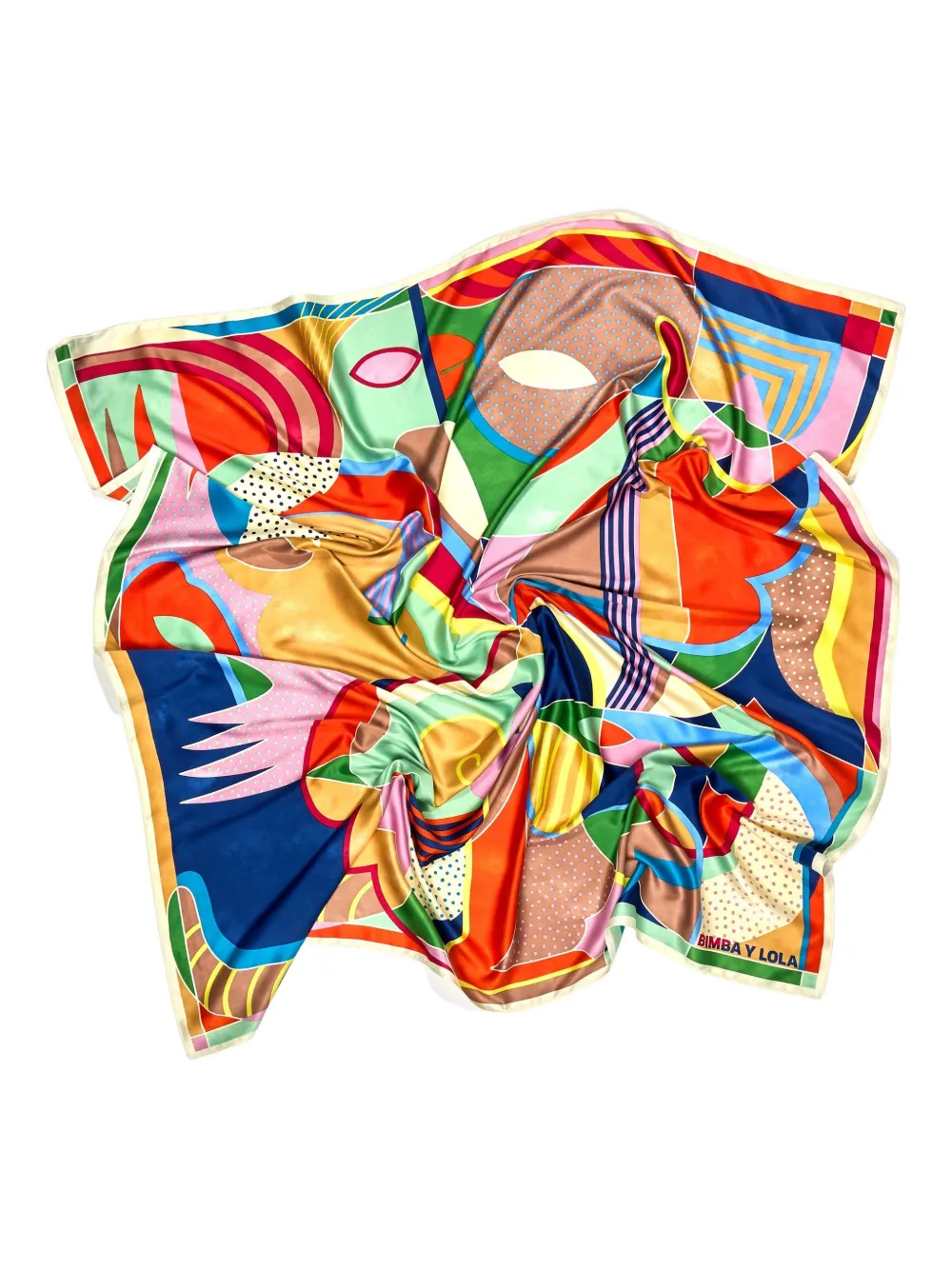 Bimba Y Lola Geometric-print Silk Scarf In Orange