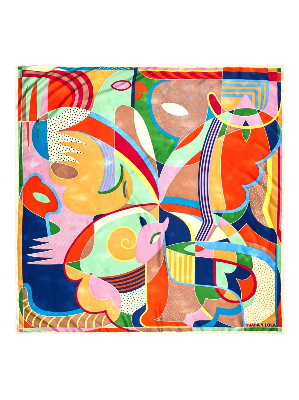 Bimba Y Lola Geometric-print Silk Scarf In Orange