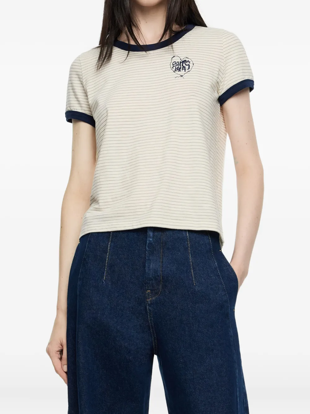 Bimba y Lola Gestreept T-shirt Beige