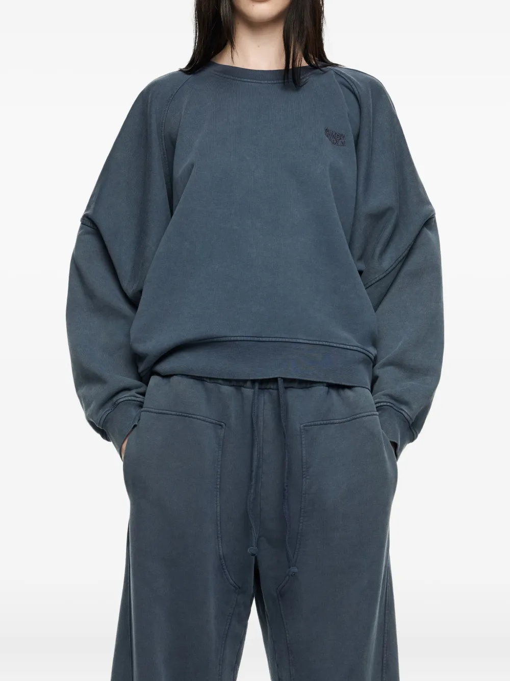 Bimba Y Lola Raglan-sleeve Cotton Sweatshirt In Blue