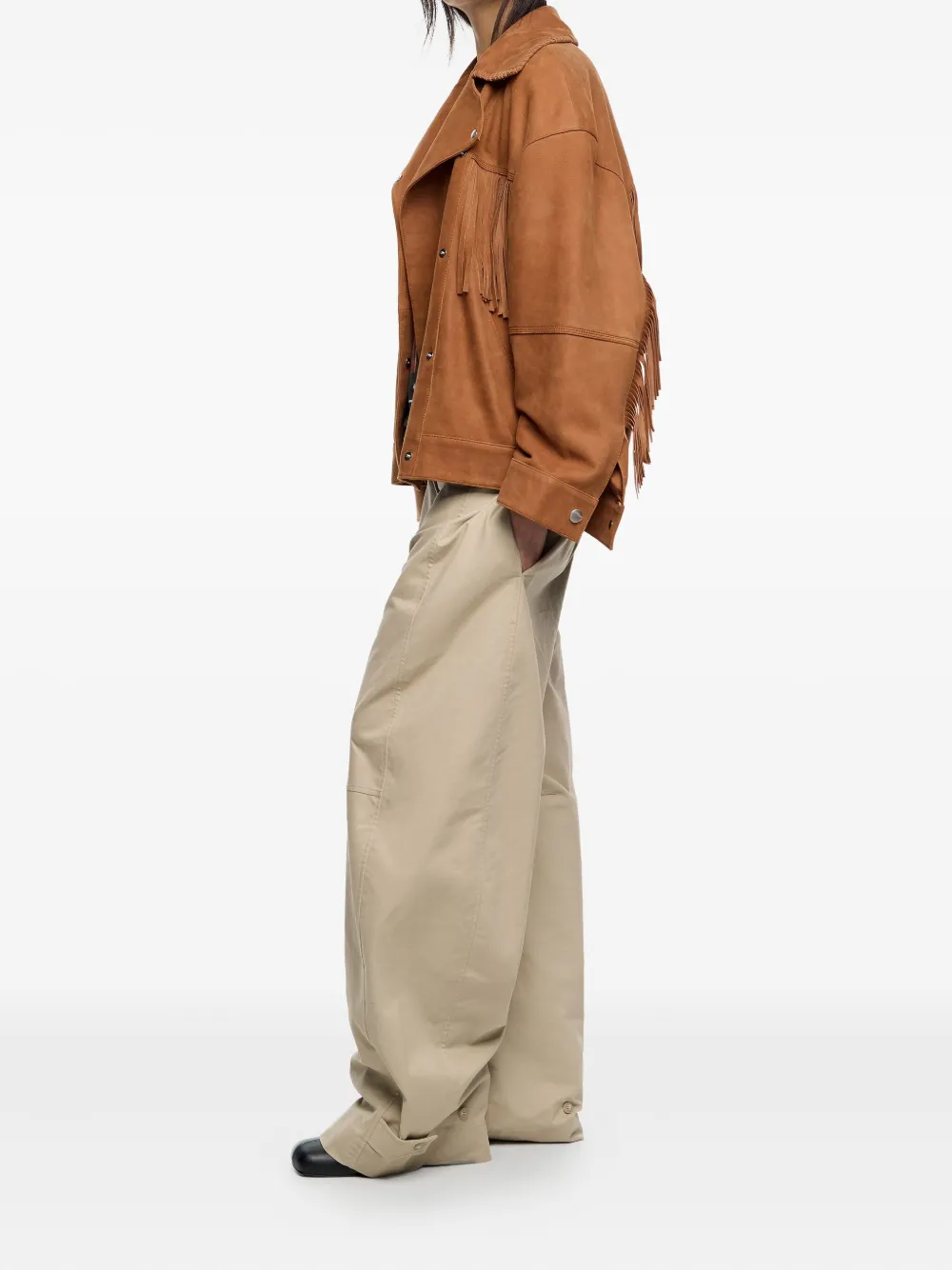 Bimba y Lola Leren jack met franje Bruin