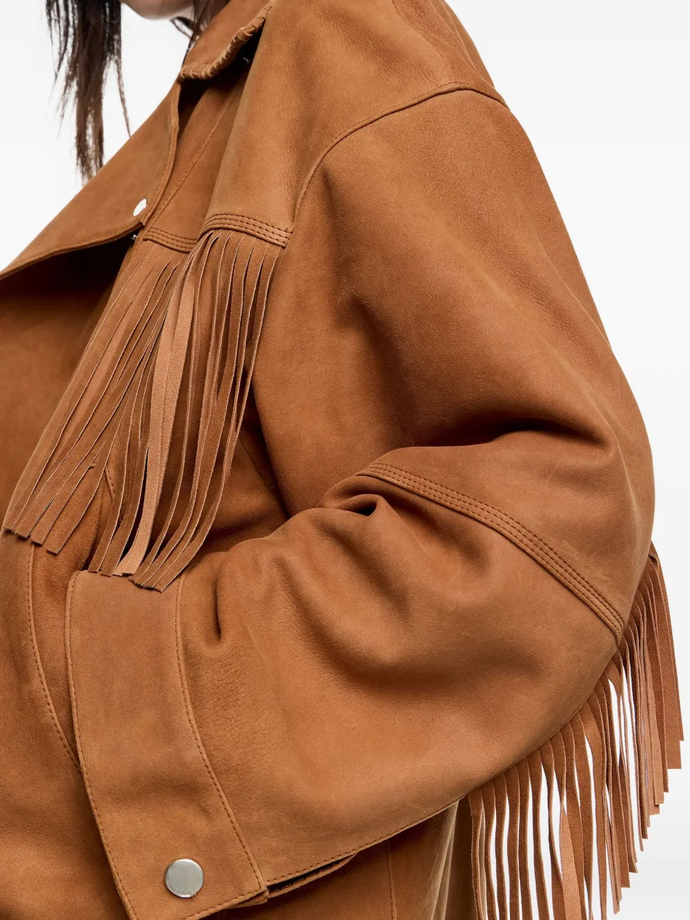 Bimba y Lola Leren jack met franje Bruin