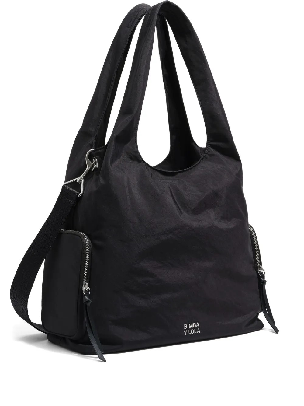 Bimba Y Lola Large Paper Shoulder Bag In Black