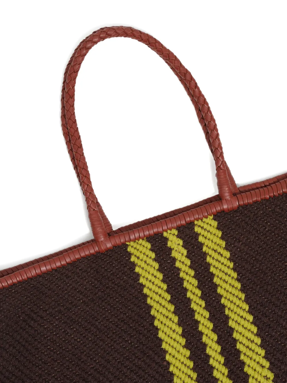 Bimba y Lola Gestreepte schoudertas met franje Bruin