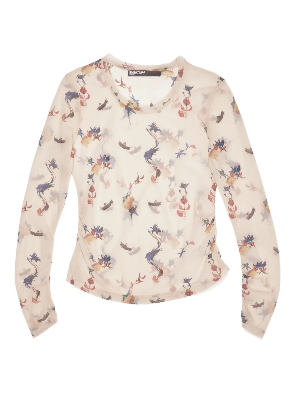 Bimba Y Lola Floral-print Long-sleeve T-shirt In Neutral