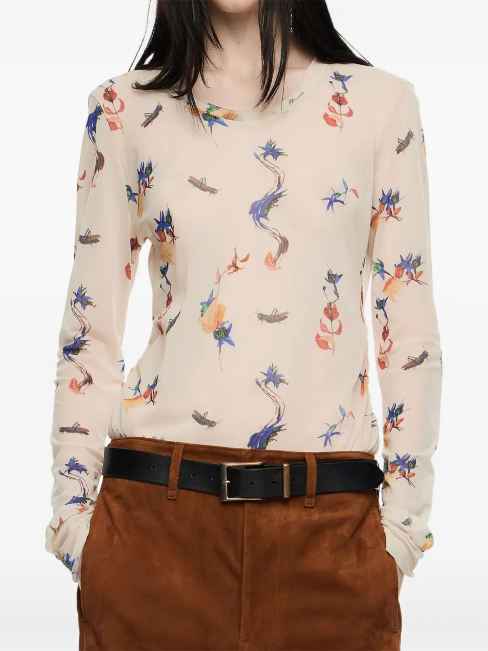 Bimba y Lola T-shirt met bloemenprint Beige