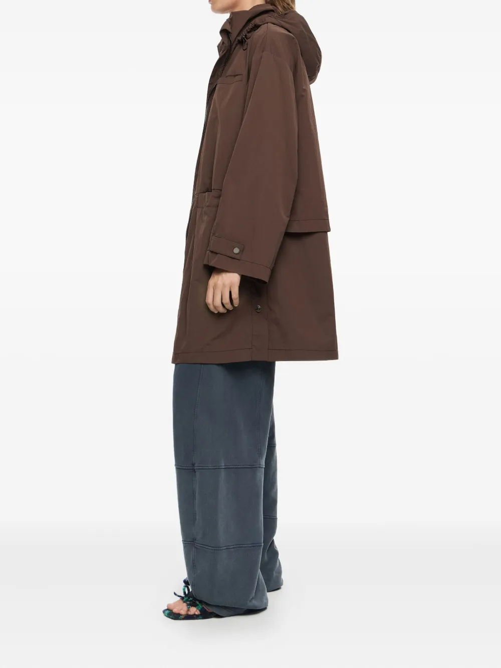 Bimba Y Lola Hooded Zip-up Coat In Brown