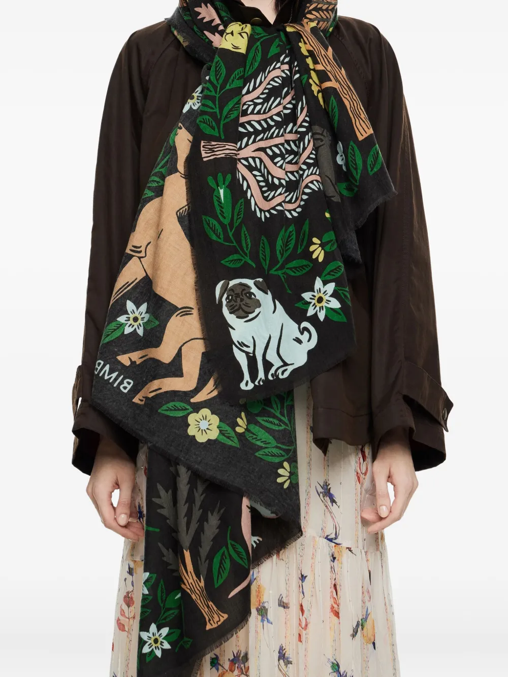 Bimba y Lola Sjaal met bloemenprint - Zwart