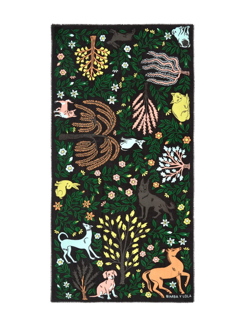 Bimba Y Lola Animal-print Floral Scarf In Green