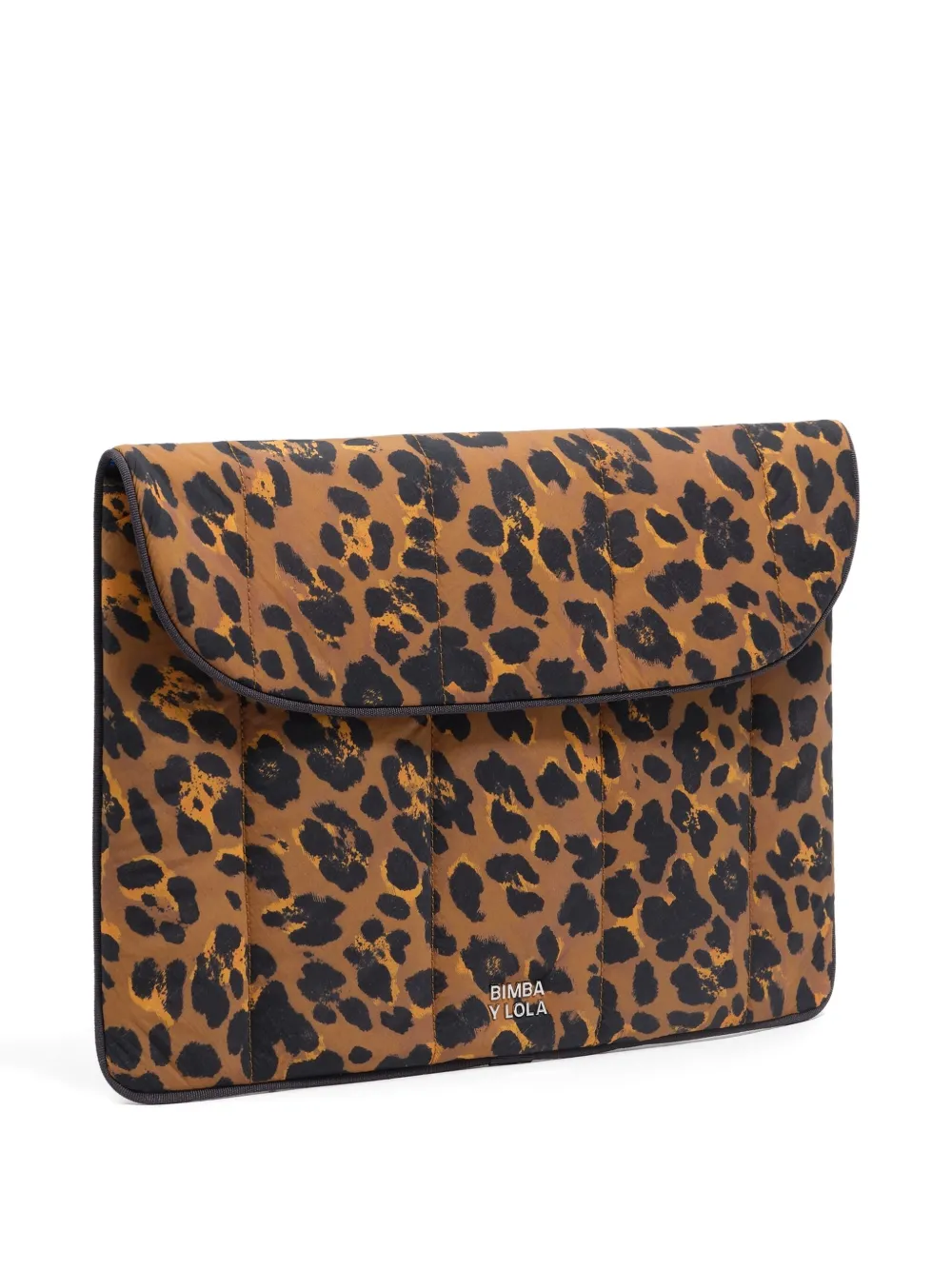 Bimba Y Lola Leopard-print Quilted Laptop Case In Brown