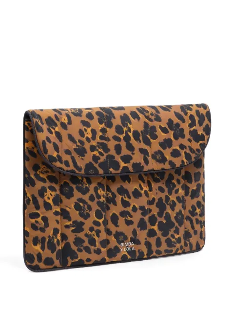 Bimba y Lola leopard-print quilted laptop case