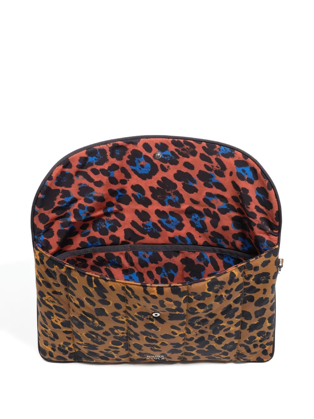 Bimba Y Lola Leopard-print Quilted Laptop Case In Brown