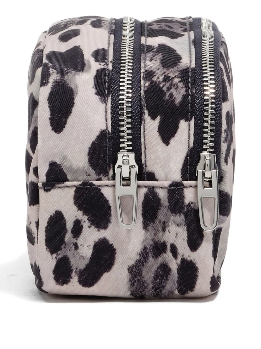 Bimba Y Lola Leopard-print Double Zip Make-up Bag In Gray