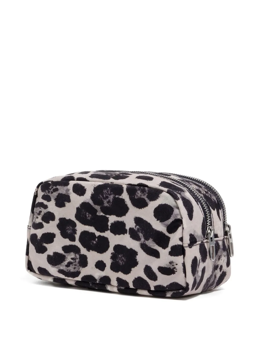 Bimba Y Lola Leopard-print Double Zip Make-up Bag In Gray