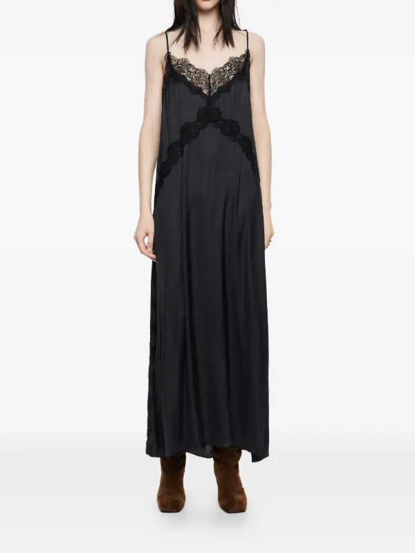 Bimba Y Lola Lace-trimmed Slip Midi Dress - Black Bimba Y Lola Lace-trimmed Slip Midi Dress - Black