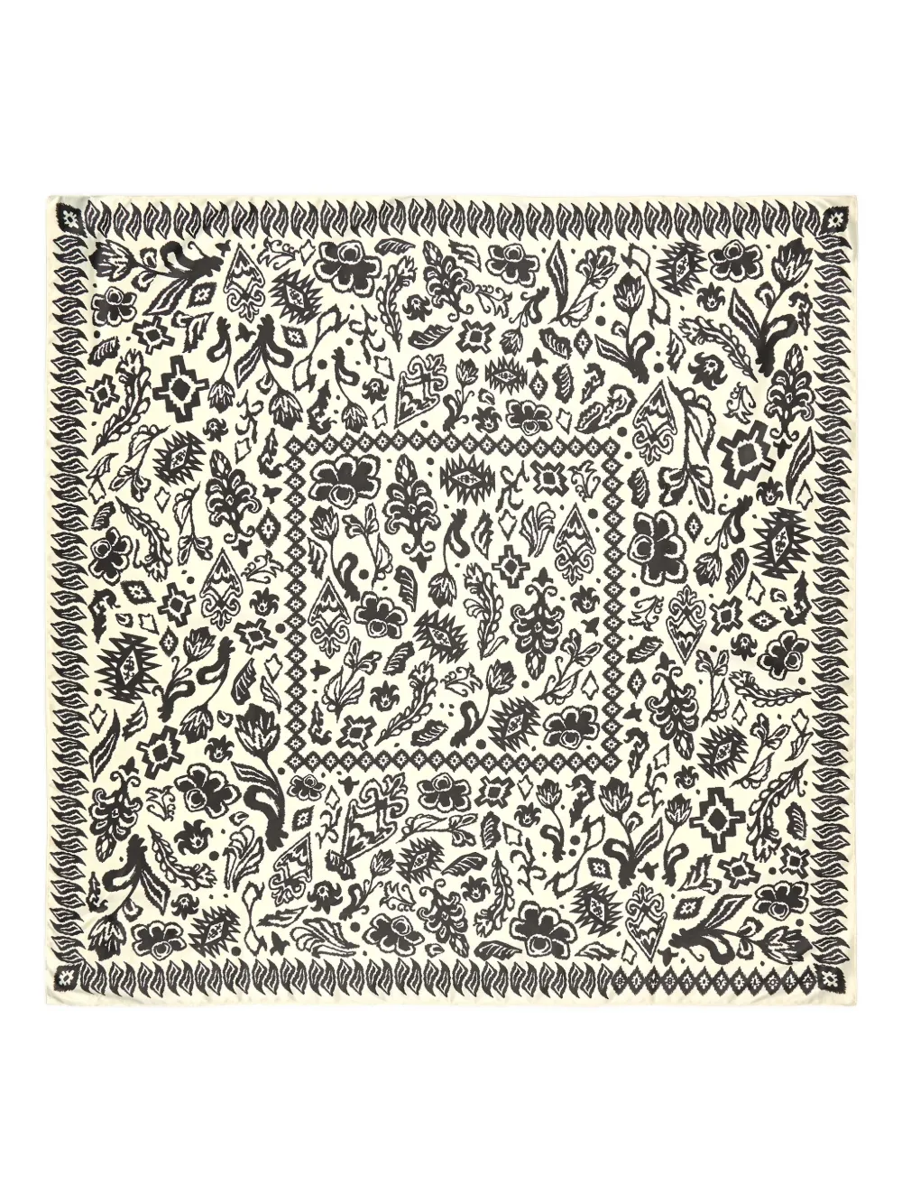 Bimba Y Lola Floral-pattern Square Scarf In Neutral