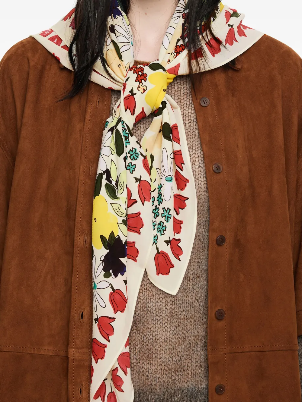 Bimba Y Lola Floral-print Square Scarf In Multi
