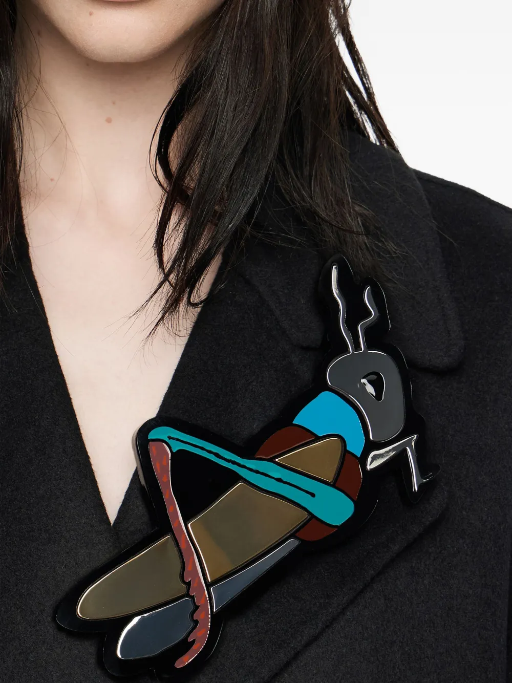 Bimba y Lola grasshopper brooch - Zwart