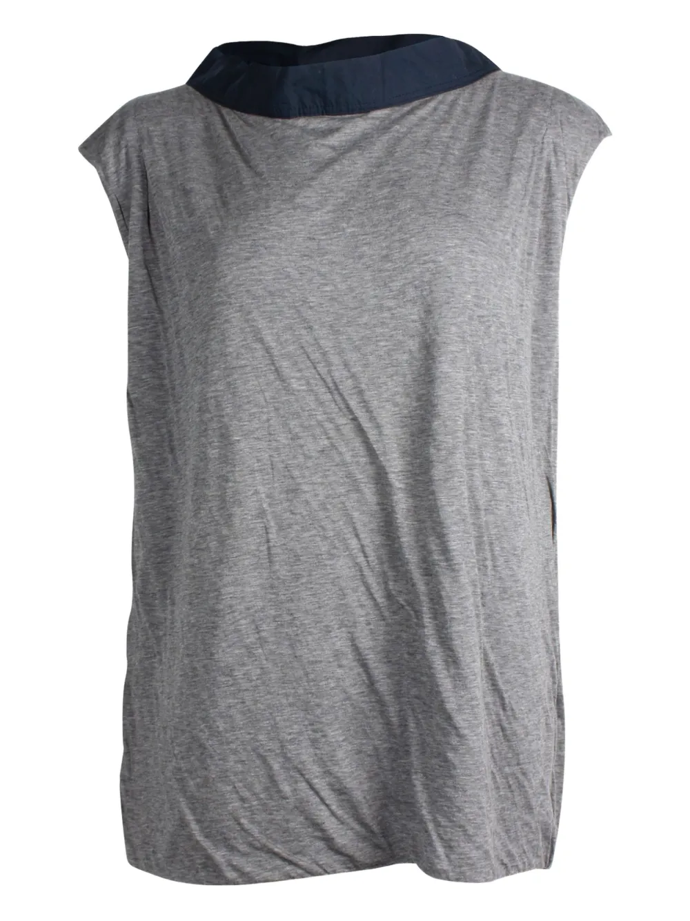 Pre-owned Marni Contrast-collar Cap-sleeve T-shirt In Gray