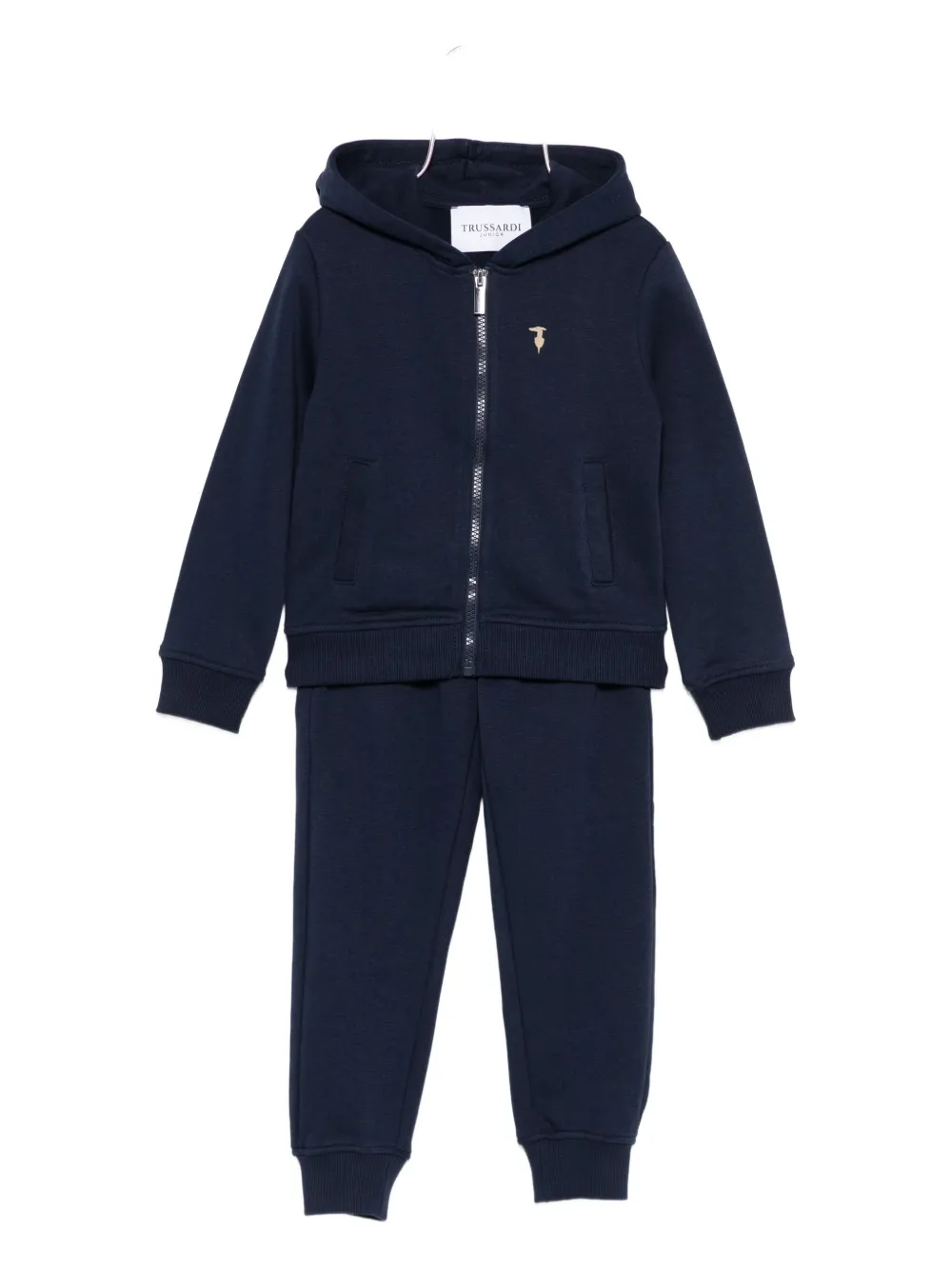 Trussardi Junior Hooded Zip-up Tracksuit Set In Blue