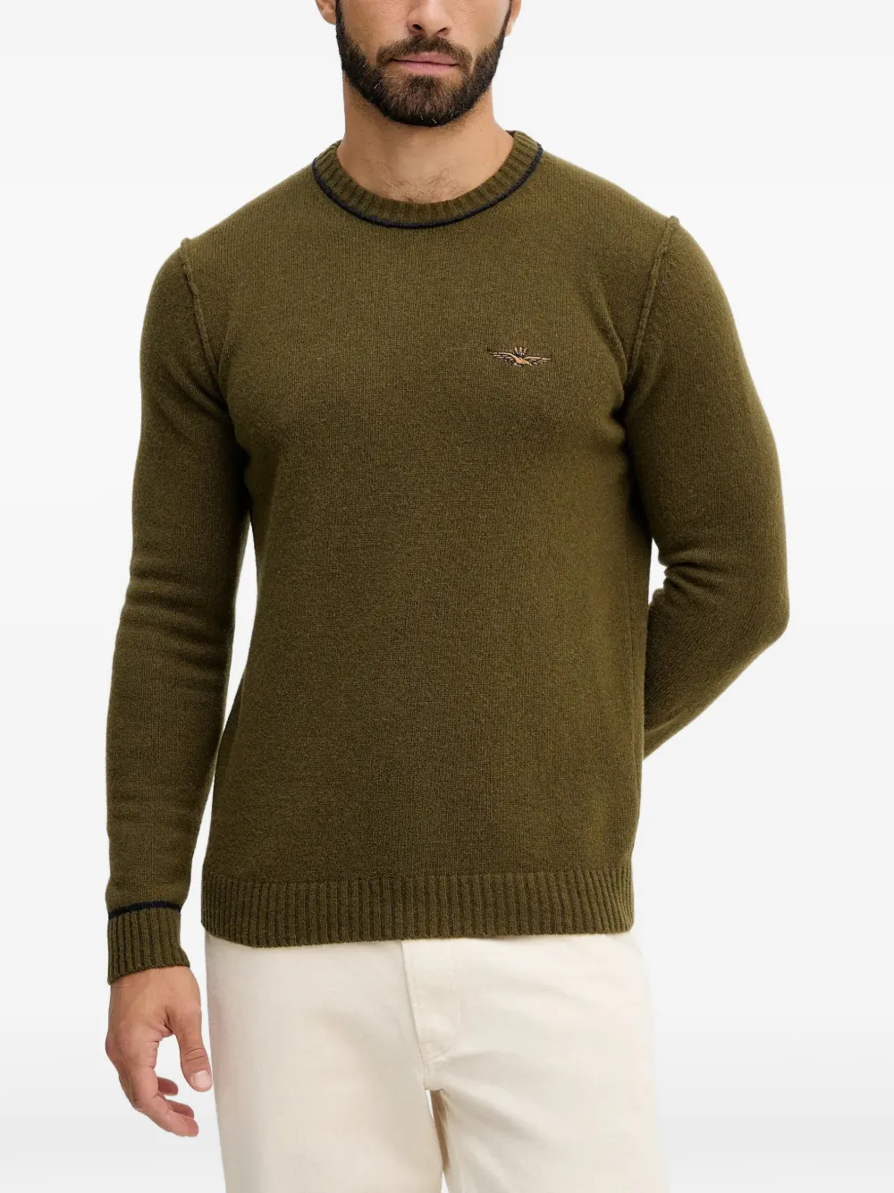 Aeronautica Militare embroidered round-neck sweater - Grün
